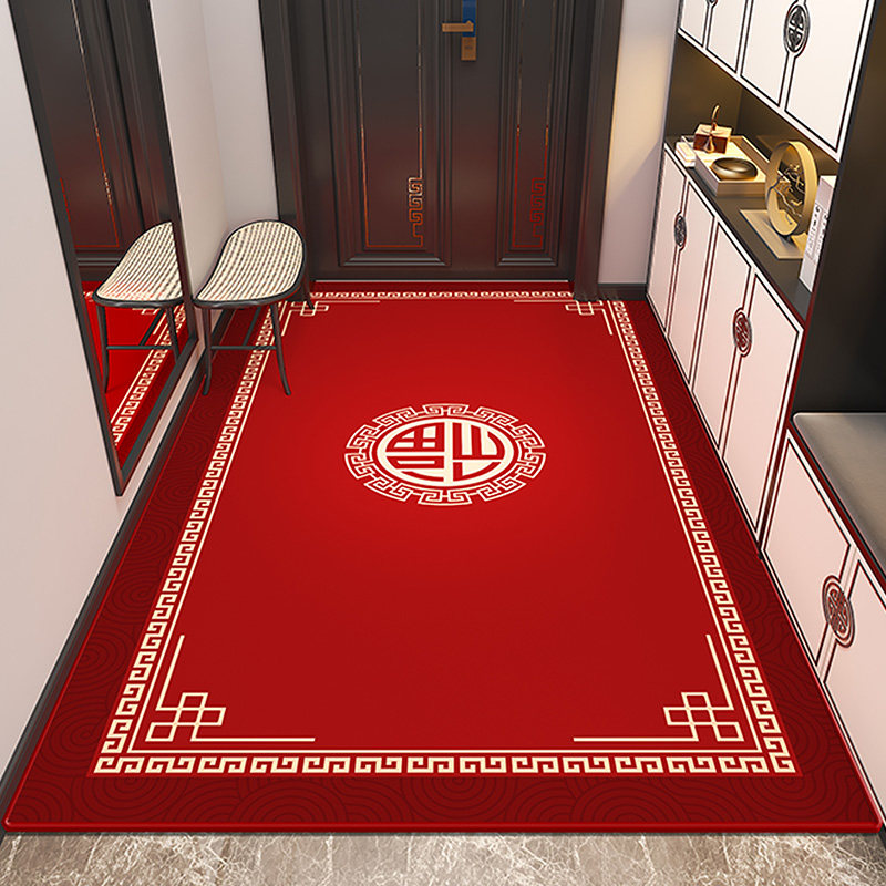 新中式红色地毯入户门地垫家用防滑垫子客厅定制门垫进门脚垫除尘,居家布艺,入户地垫,淘宝优惠券,粉丝福利购,淘宝优惠卷