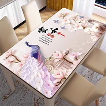 嘉禾孔雀软玻璃餐桌垫桌布茶几2025新款防水防油免洗桌面保护垫子