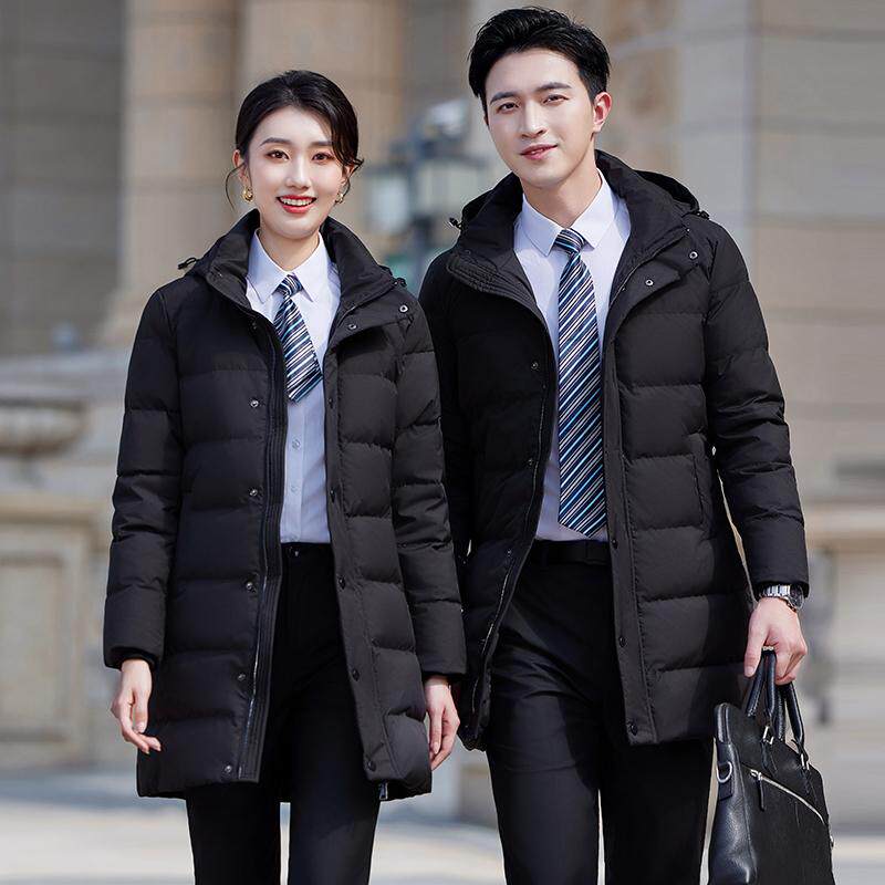 冬季羽绒棉服男女同款冬装防寒保暖中长款职业棉袄酒店前台工作服