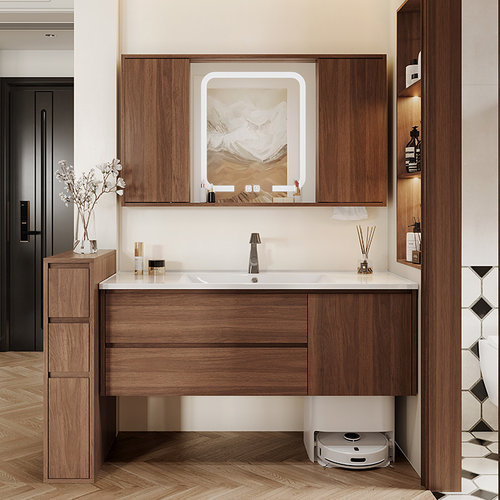 风水镜浴室柜中古风一体盆洗漱台