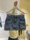 VETIVER24新款 现 韩国东大门代购 辣妹风大兜子超短牛仔裙
