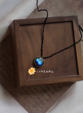 美国进口14K注金天然蓝灰月光石