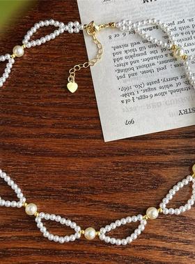 日系轻奢双层珍珠项链