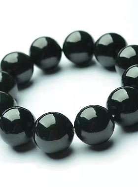 药王石墨黑绿玉珠子手工珠子翡翠圆珠墨绿玉圆珠手链手串