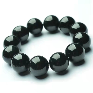 药王石墨黑绿玉珠子手工珠子翡翠圆珠墨绿玉圆珠手链手串