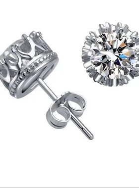 S925银饰K白金轻奢镶苏联石耳环女装小众高级感耳钉