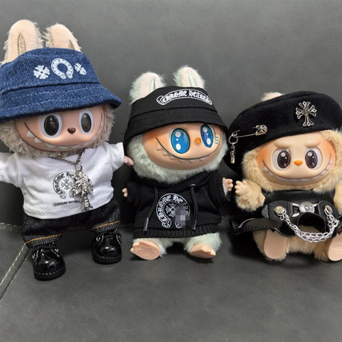 一二三四代17cm拉布布娃衣套装labubu克罗CH心动马卡龙坐坐衣服衫