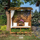 匠心坊中式 户外庭院复古茶亭别墅花园柚木小凉亭室外茅草亭子木屋