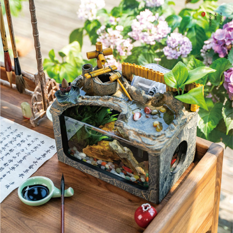 匠心坊桌面微景观鱼缸流水摆件