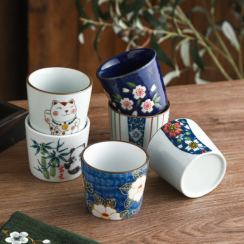 日式釉下陶瓷青花手绘茶杯咖啡杯