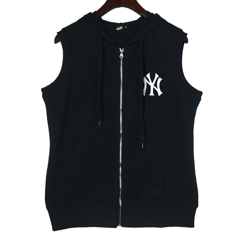 2026春秋潮牌运动健身开衫无袖背心卫衣马甲坎肩男拉链连帽宽松薄