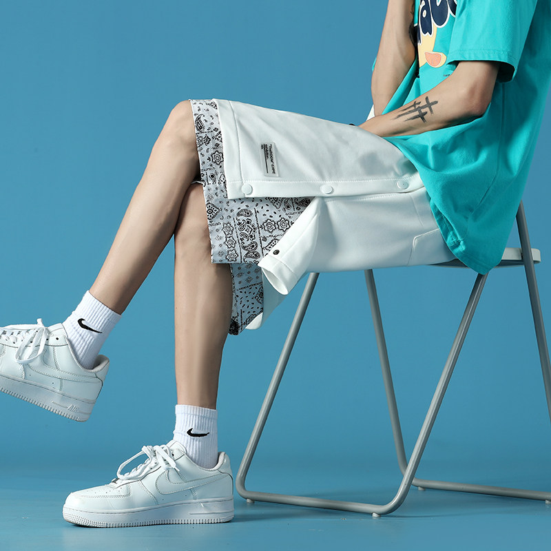 蓝色夏季男女百搭针织卫裤休闲个性五分短裤7129-P45，男装休闲裤，电商B380（原B361）