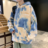港风秋季男女扎染情侣装连帽卫衣男装套头外套7025，男装卫衣，电商B380（原B361）