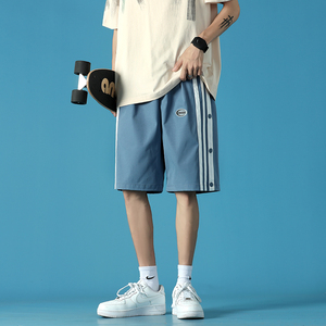 蓝底 夏季男装休闲五分短裤个性撞色宽松裤子 7130-P35图片