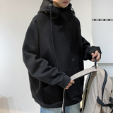 港风秋季新男女纯色高领连帽卫衣宽松针织衫外套7018，男装卫衣，电商B380（原B361）