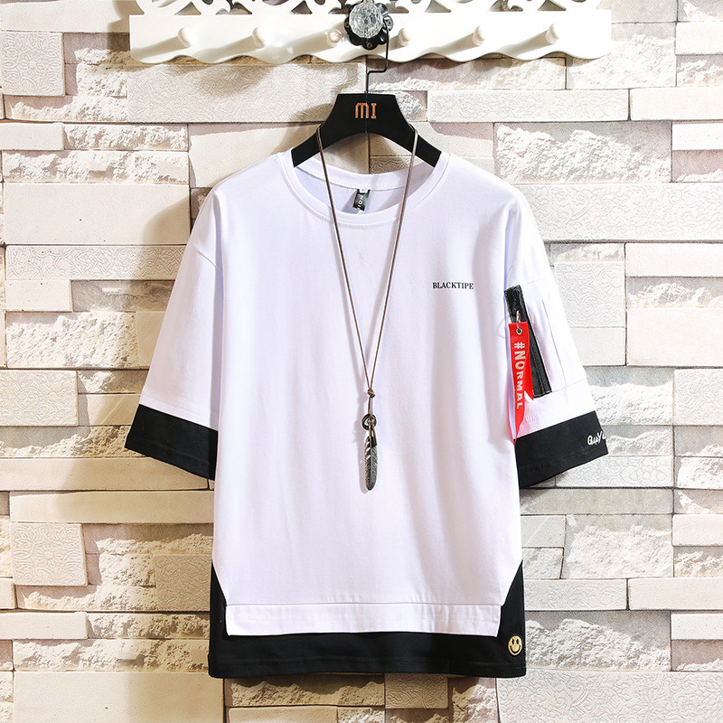 夏季t恤男短袖T恤青年打底衫假两件男装圆领衫T18838-P30,男装T恤,电商B380（原B361）