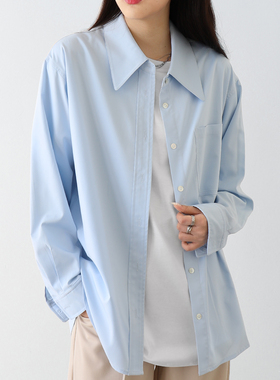 CHICCLO浅蓝色衬衫女 经典款系列五色可选休闲宽松显瘦衬衣外套
