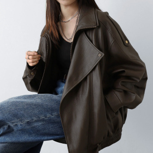 CHICCLO 重工复古中性立领机车皮衣外套夹克上衣女2026春 现货