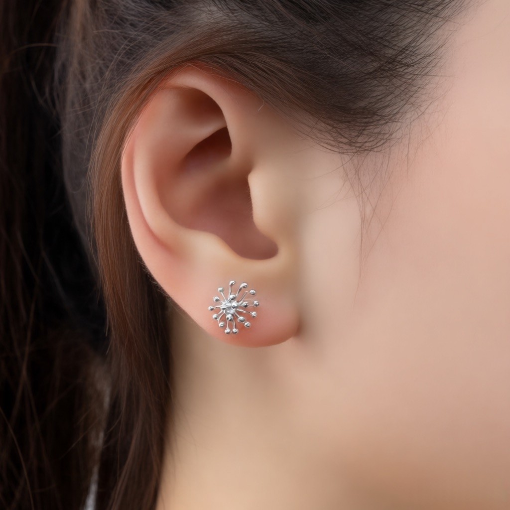 99纯银蒲公英小众设计师款个性创意银色耳钉女网红新款耳饰,饰品/流行首饰/时尚饰品新,耳钉,淘宝优惠券,粉丝福利购,淘宝优惠卷