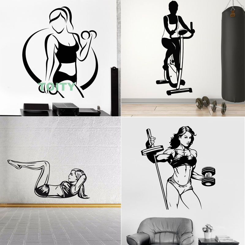 女子身体塑形拳击有氧gym墙贴