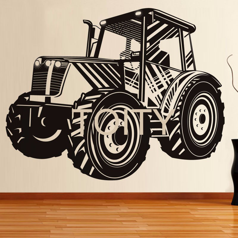 拖拉机贴纸driving tractor贴画农用牵引机墙贴儿童房汽车装饰画