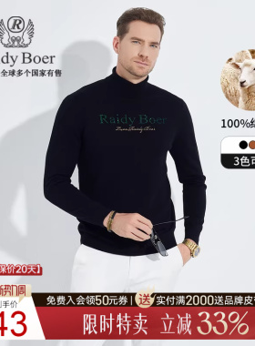 【100%绵羊毛】Raidy Boer/雷迪波尔男高翻领偏厚羊毛衫毛衣5021