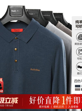 Raidy Boer/雷迪波尔男装秋冬刺绣翻领可机洗针织衫绵羊毛衣5048