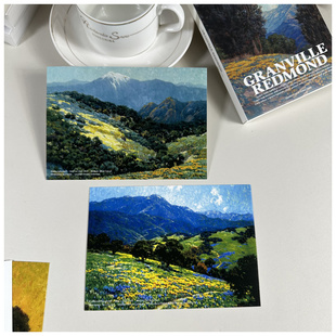 印象派画家格兰维尔·雷德蒙作品明信片30张加州野花田山景田园风