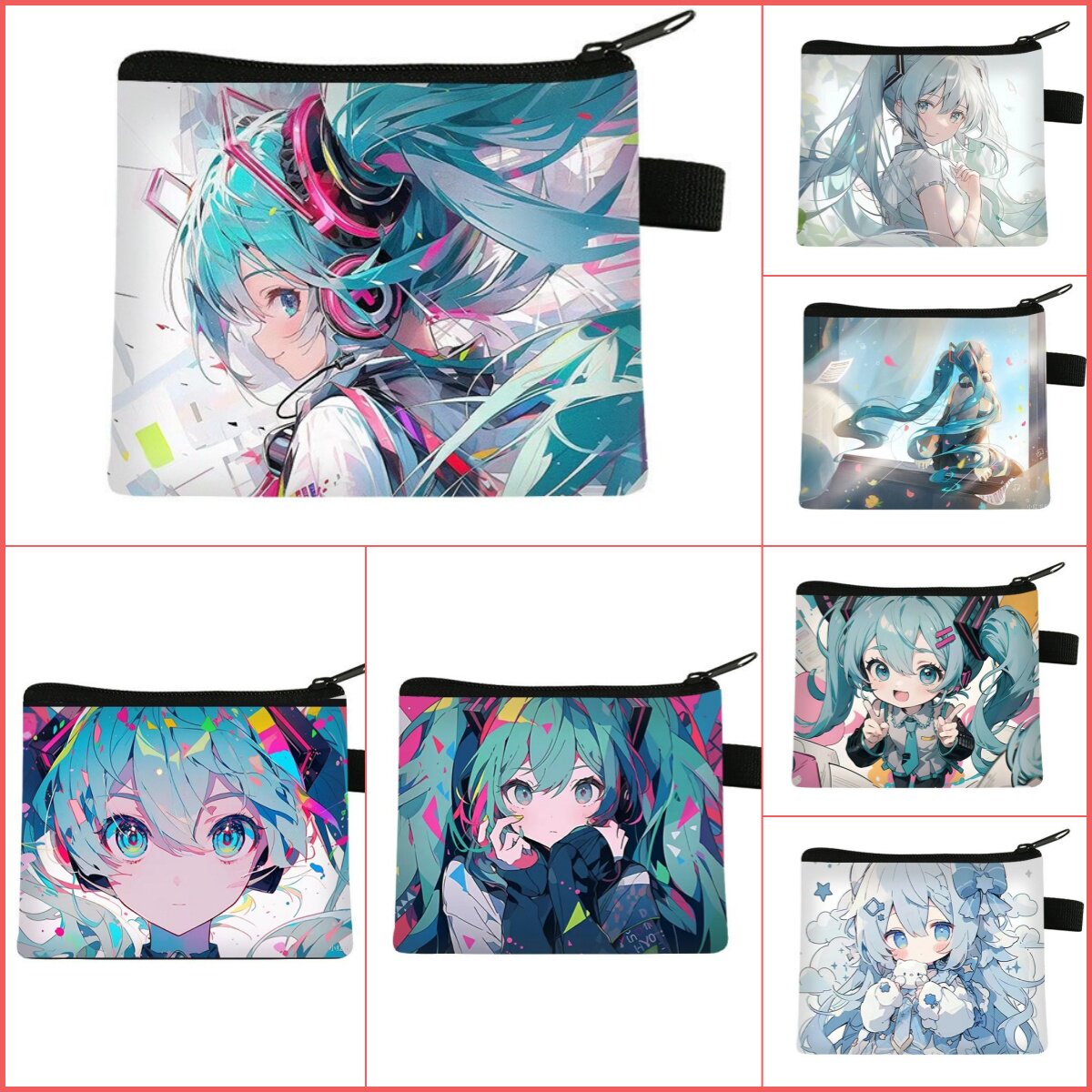 初音未来零钱包学生儿童卡包可爱收纳包包高颜值耳机包钥匙化妆包