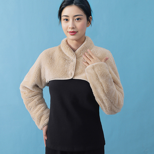 中老年肩周保暖珊瑚绒冬女居家睡觉护颈椎长袖 披肩