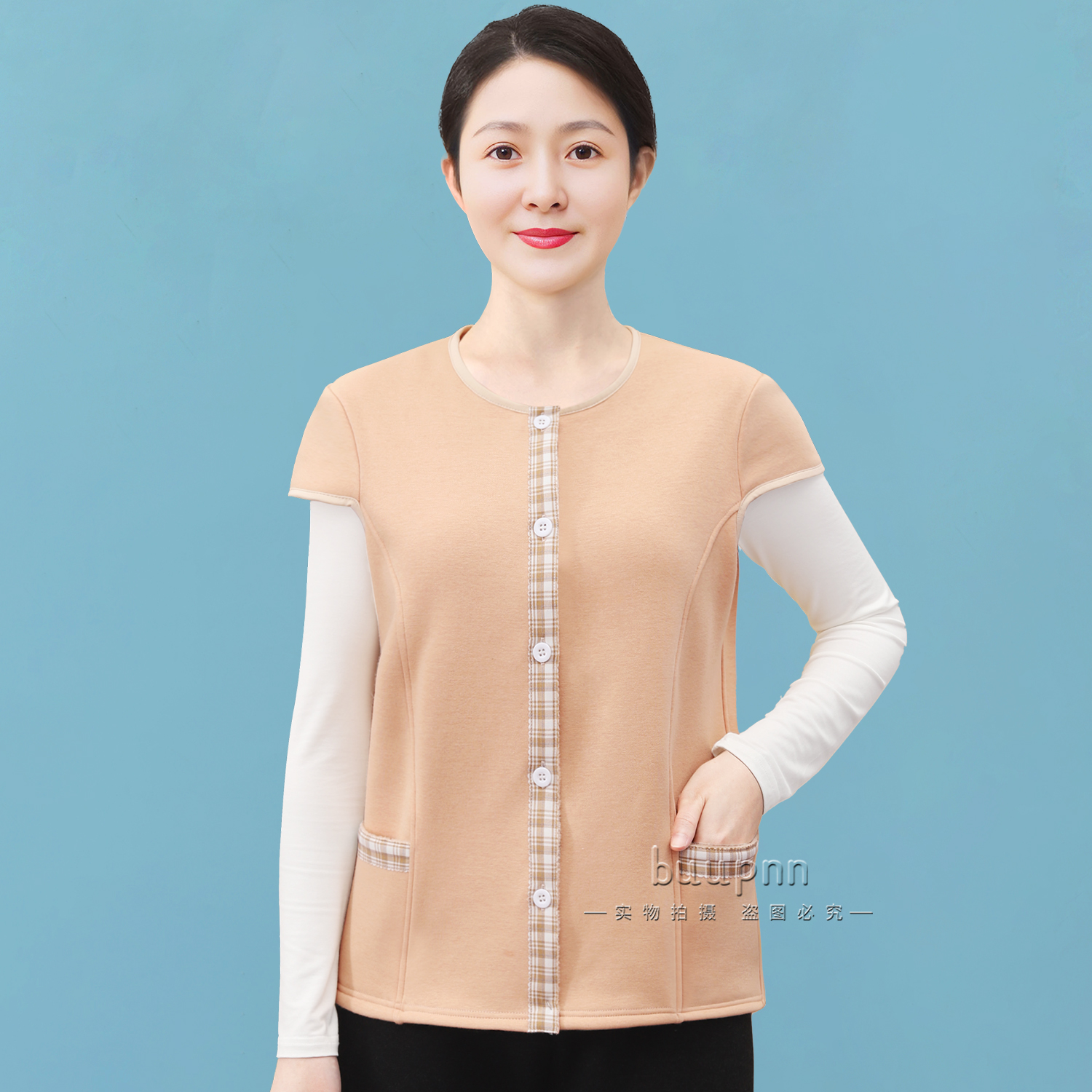 加绒加厚中老年护肩保暖包肩半袖马甲女妈妈打底坎肩背心秋冬
