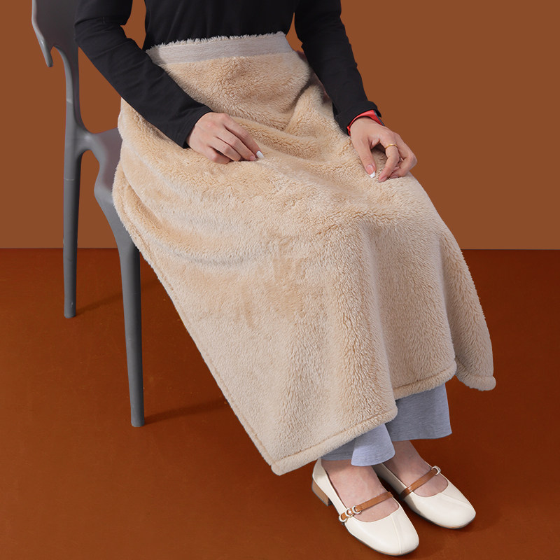 珊瑚绒护腿保暖毯子系带围裙加绒护肩两用披肩斗篷办公室