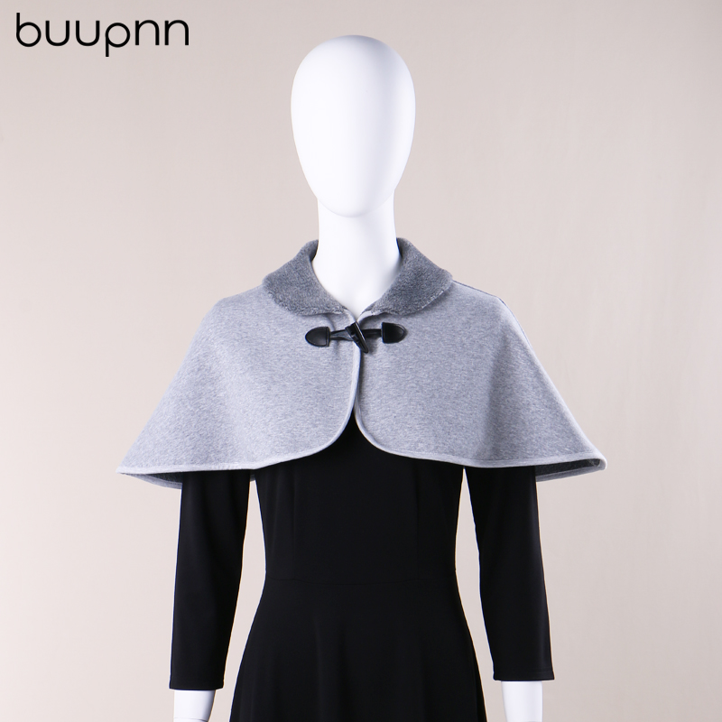 披肩女保暖加厚牛角扣斗篷秋冬护肩护颈流行短披风有扣外穿挡风