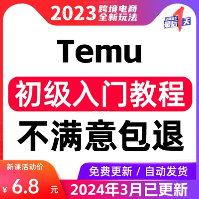 2024跨境拼多多temu实战营课程3天快速开启多多跨境之旅课程教程