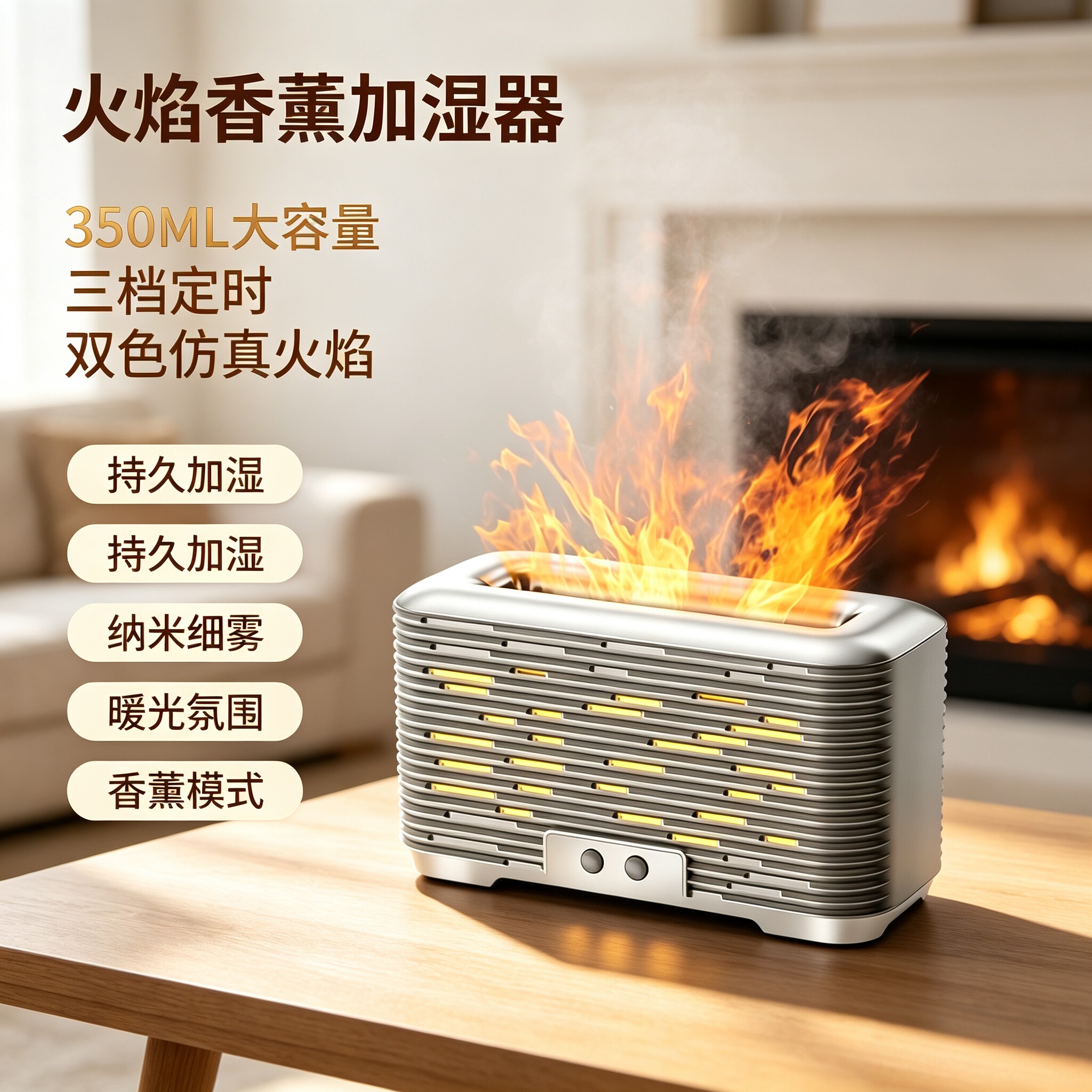 美斯特火焰香薰静音USB加湿器