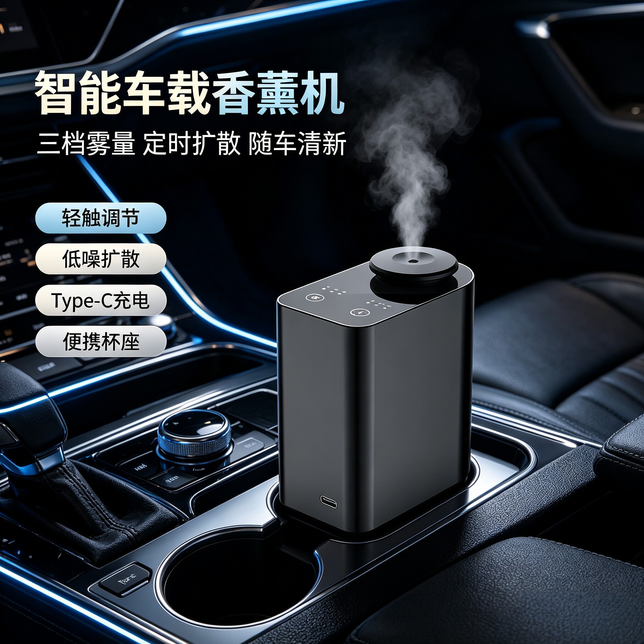 二流体无水纯精油车载香薰机