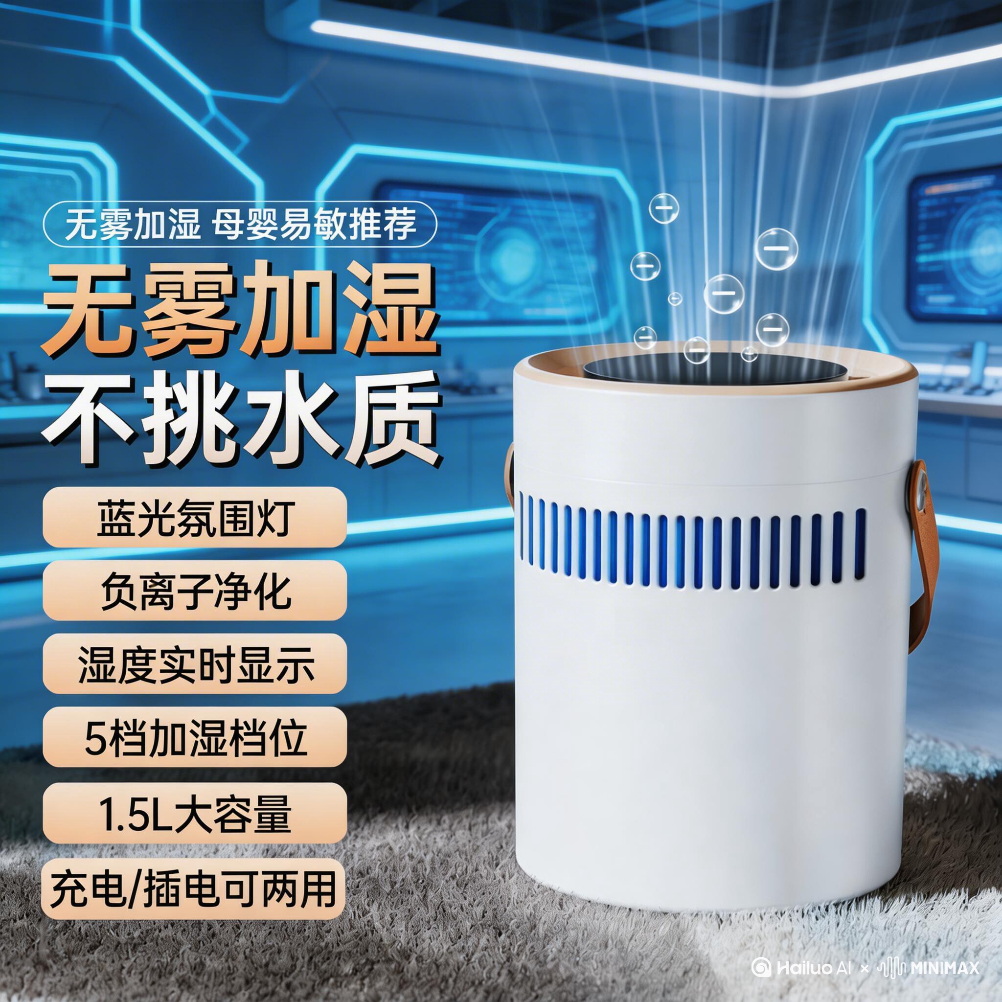 无雾气化式母婴级抗菌加湿器