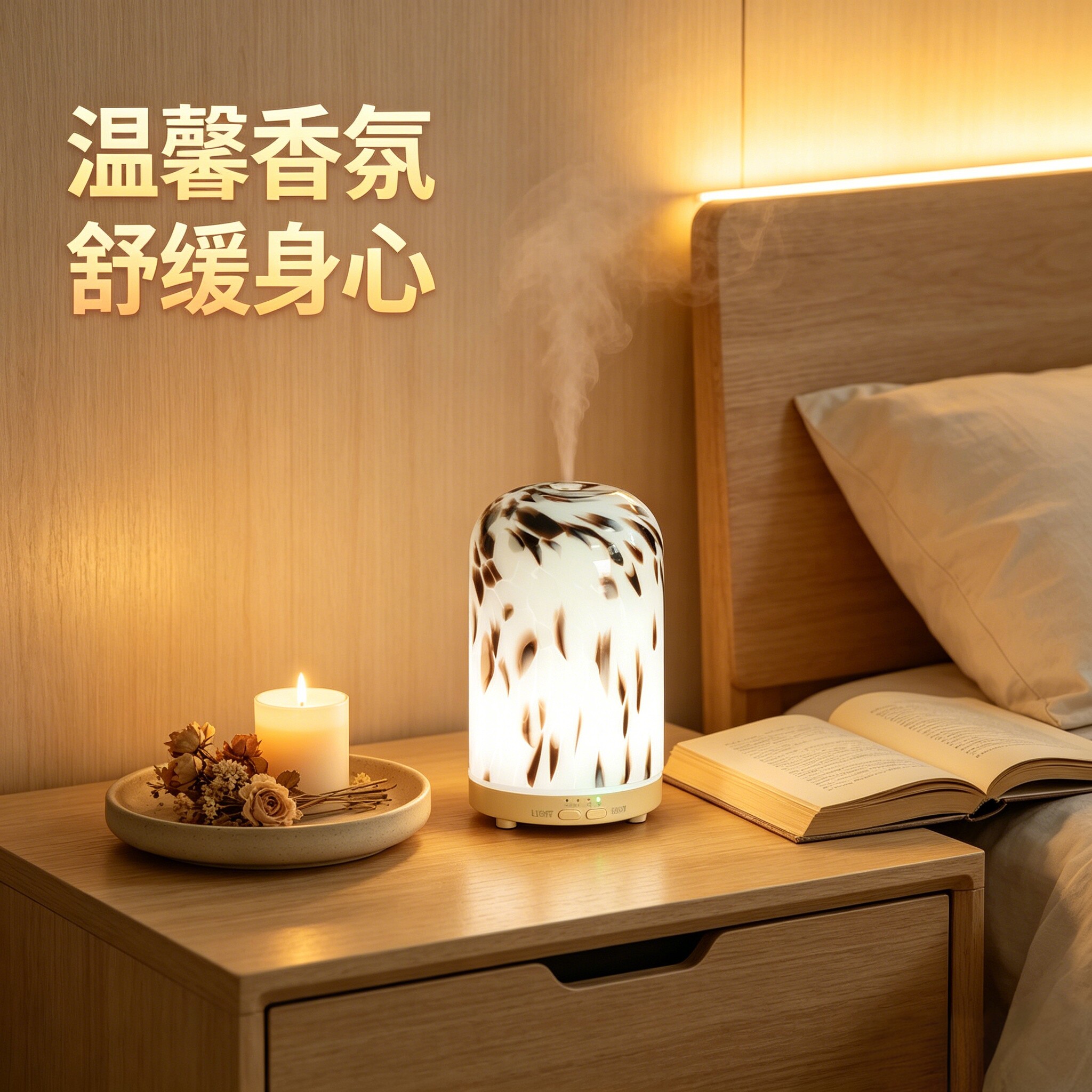 7彩灯光玻璃香薰加湿器