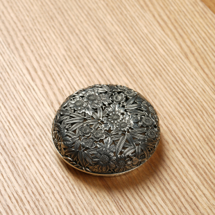 藏银香炉盖火舍火舌香炉罩镂空四君子配盖火钵炉帽日本香道配件