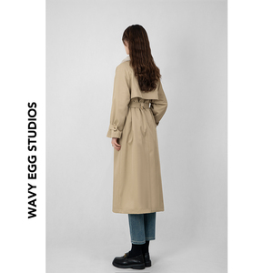 WAVY EGG波浪蛋中长款收腰派克服女冬季加绒加厚法式气质棉衣棉服