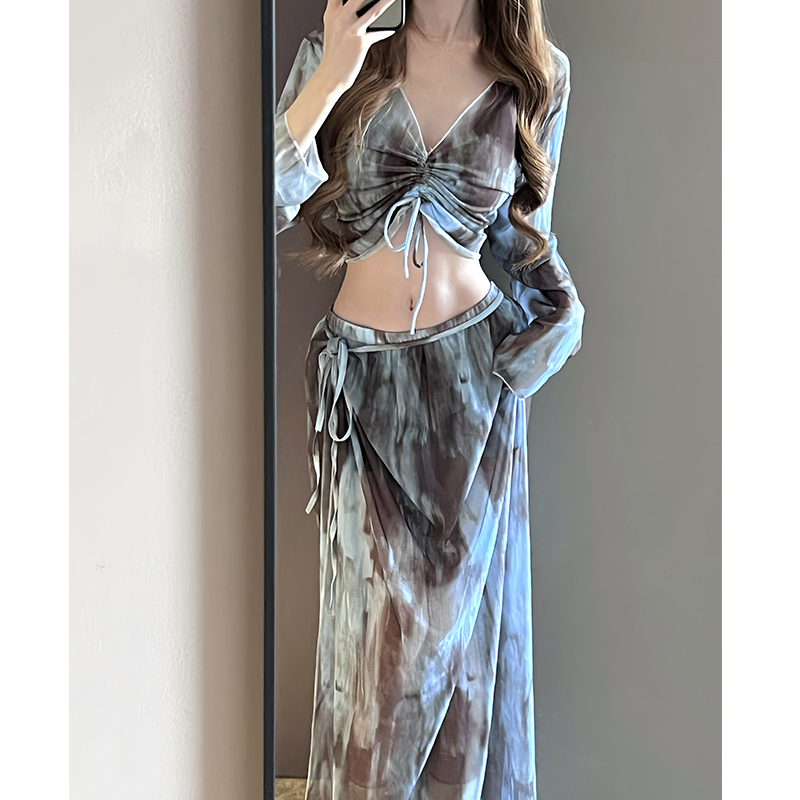 泳衣女款夏分体四件套性感长袖长裙防晒海边度假高级2025新款泳装