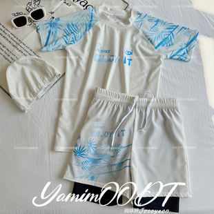 套装 泳衣男大童初中生分体2026新款 胖儿童游泳衣青少年防尴尬泳裤