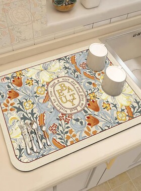 厨房沥水垫台面硅藻泥吸水垫桌面餐具干燥垫杯垫免洗茶台吧台垫子