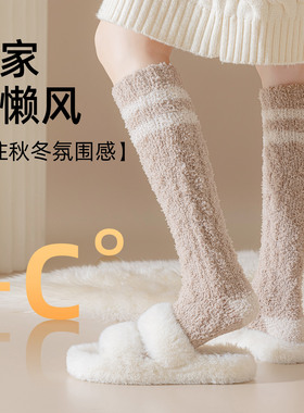 珊瑚绒袜子女秋冬季加厚保暖睡眠小腿袜睡觉暖脚居家袜地板月子袜