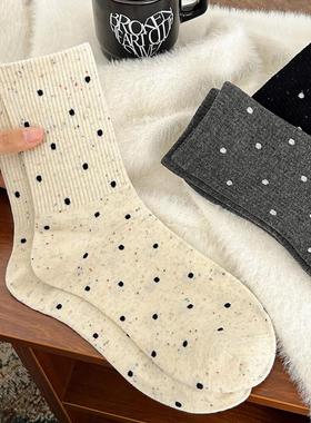波点袜子女款纯棉中筒袜搭配小皮鞋女棉袜2025新款韩系女士秋冬季
