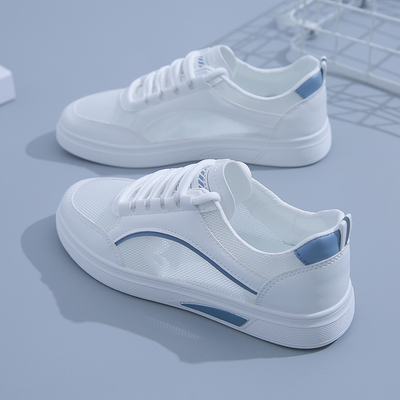 真皮小白鞋运动镂空平底防滑网鞋