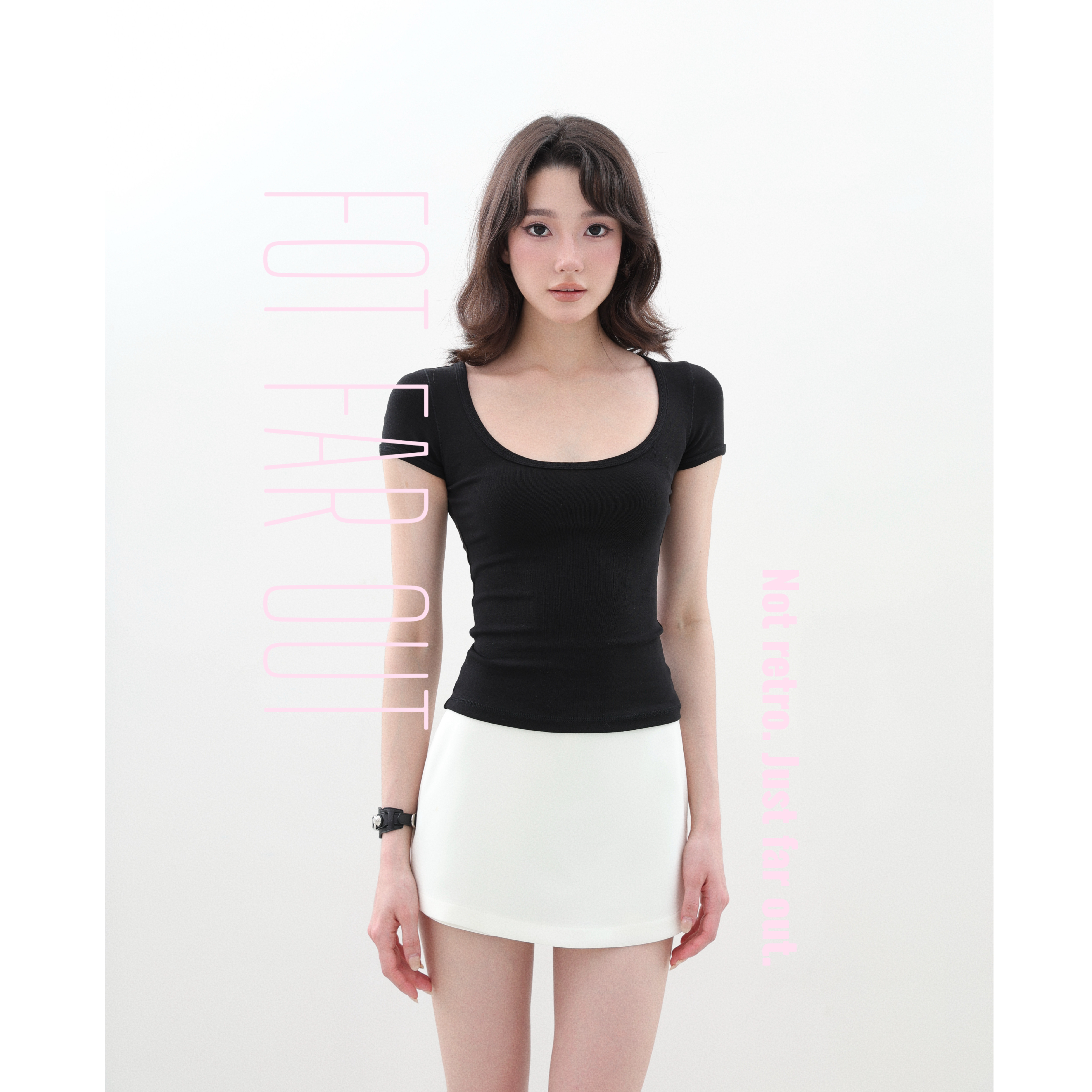 FOT2026春夏 白色黑色醋酸面料双层工艺质感立体ykk拉链裙裤短裤