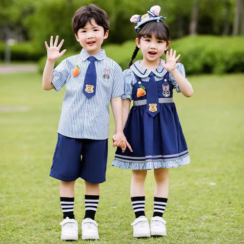 六一疯狂动物城儿童演出服兔子警官短裤套装男童COS女童朱迪衣服