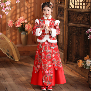 汉服女童儿童冬款唐装旗袍古风超仙中国风女孩公主拜年服秋季宝宝