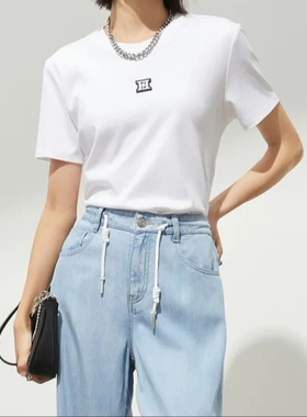 仿佛正品夏季短袖T恤女白色正肩100棉上衣FM00573W0 FM00572V0